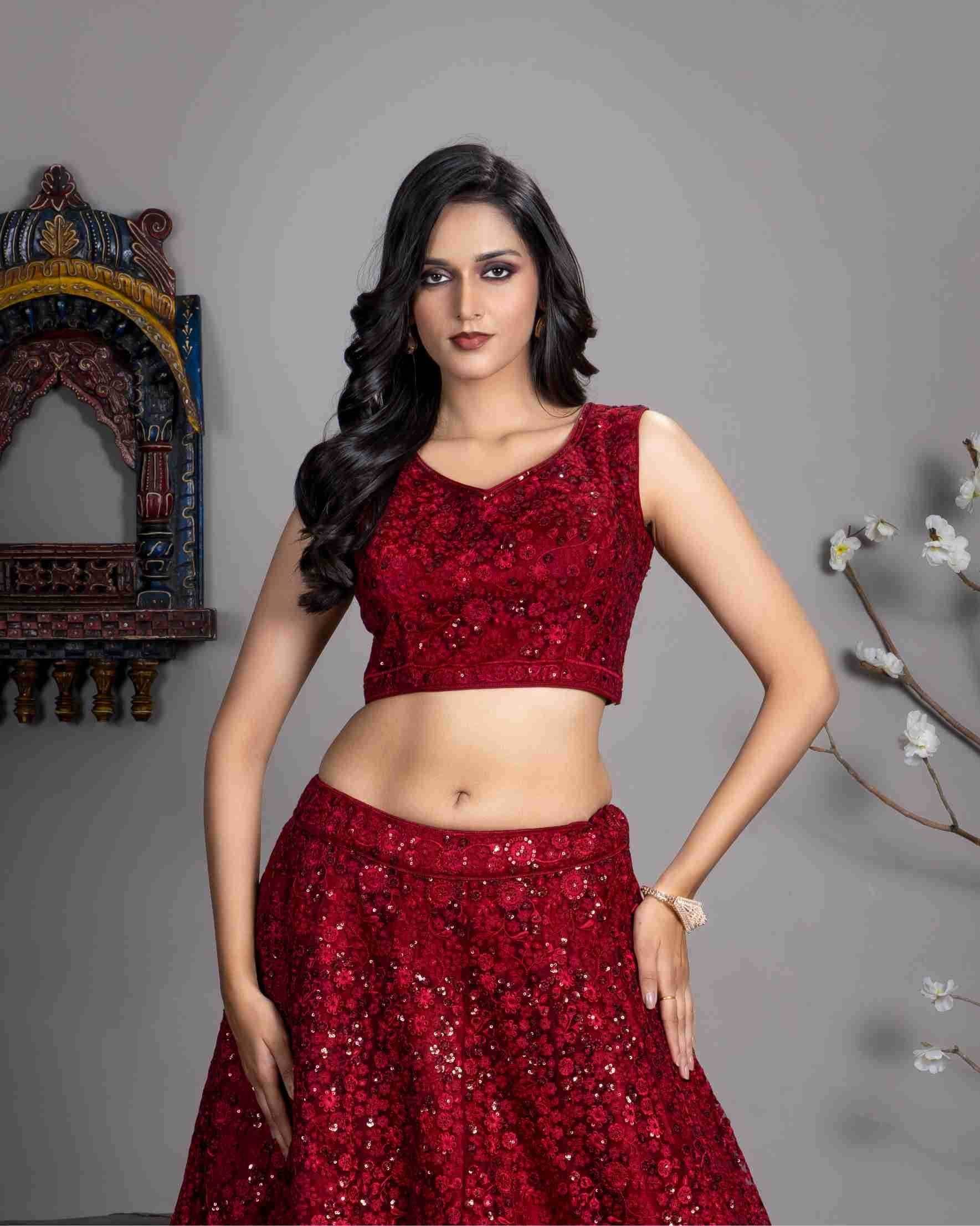 Butterfly Net Lehenga Choli Reception Outfit for Women - MYLUXURY LANE ENTERPRISE